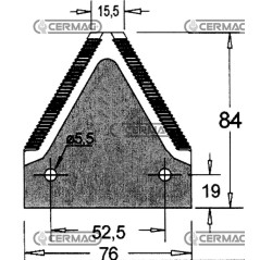 Sezione lama per mietitrebbia Piatto 3" - 84x2.7 mm Tipo Rigata sopra 45645