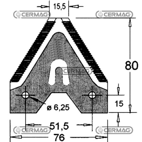 Sezione lama per mietitrebbia Piatto 3" - 80x2.7 mm Tipo Rigata sopra 45680