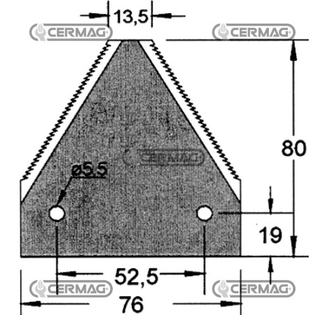 Sezione lama per mietitrebbia Piatto 3" - 80x2.7 mm Tipo Rigata sotto 45681