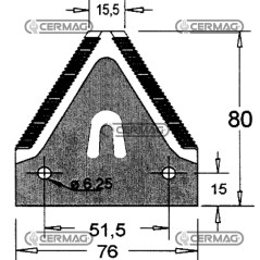 Sezione lama per mietitrebbia Piatto 3" - 80x2.7 mm Tipo Rigata sopra 46122 | NewgardenAgri.com