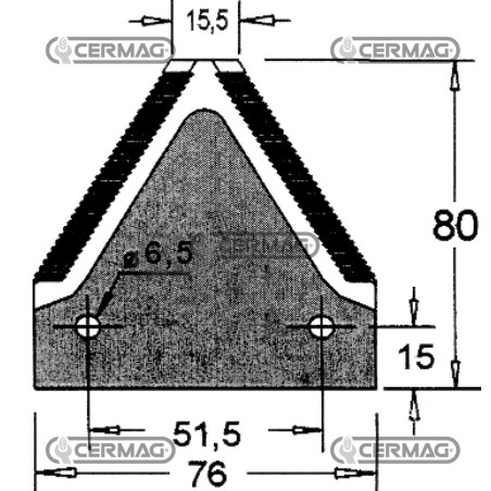 Sezione lama per mietitrebbia cromata Piatto 3" - 83x2.7 mm Tipo Rigata sopra 46123