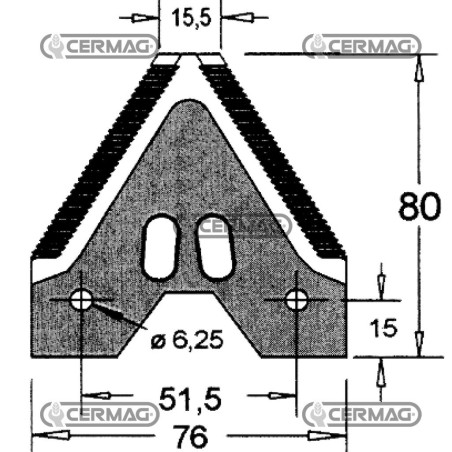 Sezione lama per mietitrebbia Piatto 3" - 80x2.7 mm Tipo Rigata sopra 46124