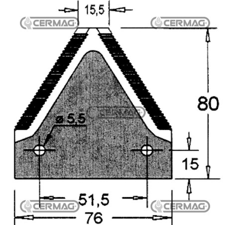 Sezione lama per mietitrebbia Piatto 3" - 80x2.7 mm Tipo Rigata sopra 46126