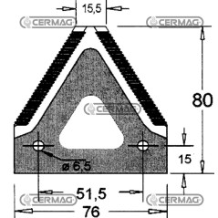 Sezione lama per mietitrebbia Piatto 3" - 80x2.7 mm Tipo Rigata sopra 46127