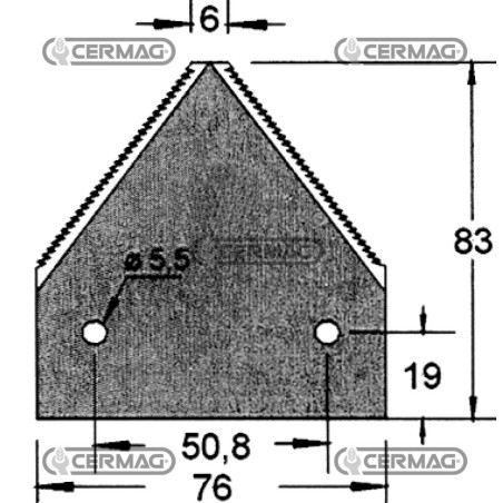Sezione lama per mietitrebbia Piatto 3" - 83x2.7 mm Tipo Rigata sotto 46128