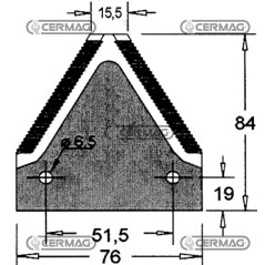 Sezione lama per mietitrebbia Piatto 3" - 84x2.7 mm Tipo Rigata sopra 46129