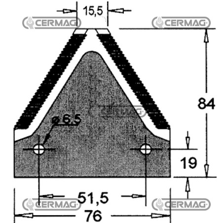 Sezione lama per mietitrebbia Piatto 3" - 84x2.7 mm Tipo Rigata sopra 46129