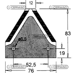 Sezione lama per mietitrebbia Piatto 3" - 83x2.7 mm Tipo Rigata sopra 46130