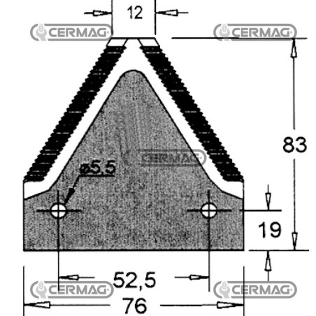 Sezione lama per mietitrebbia Piatto 3" - 83x2.7 mm Tipo Rigata sopra 46130