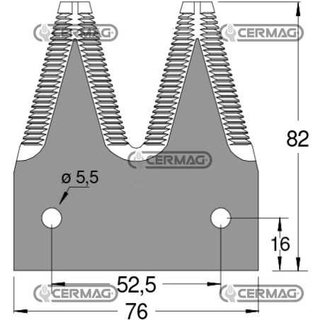 Sezione lama per mietitrebbia Piatto 3" - 82x2.7 mm Tipo Rigata sopra 46219