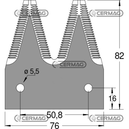Sezione lama per mietitrebbia Piatto 3" - 82x2.7 mm Tipo Rigata sopra 46220