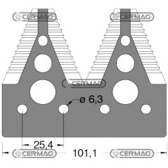Sezione lama per mietitrebbia Piatto 4" - 83x2.7 mm Tipo Rigata sopra 46225