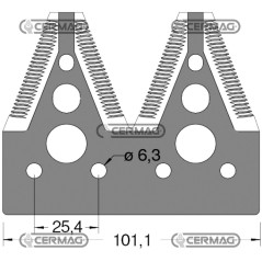 Sezione lama per mietitrebbia Piatto 4" - 83x2.7 mm Tipo Rigata sopra 46226