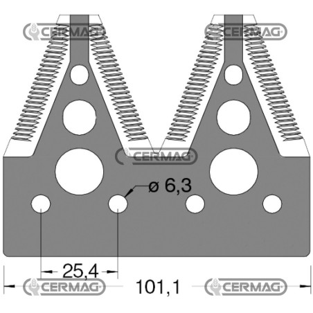 Sezione lama per mietitrebbia Piatto 4" - 83x2.7 mm Tipo Rigata sopra 46226