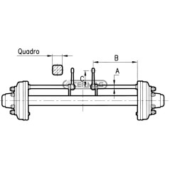 Axle with brake number of holes 6 width 1600 mm 40275