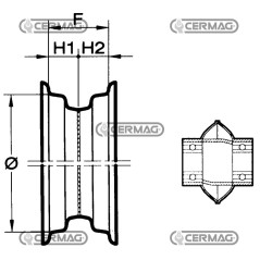 Cerchione saldato centrale con cuscinetti a sfere Misura 2.50x8 Mozzo Cuscinetto 6205 40209