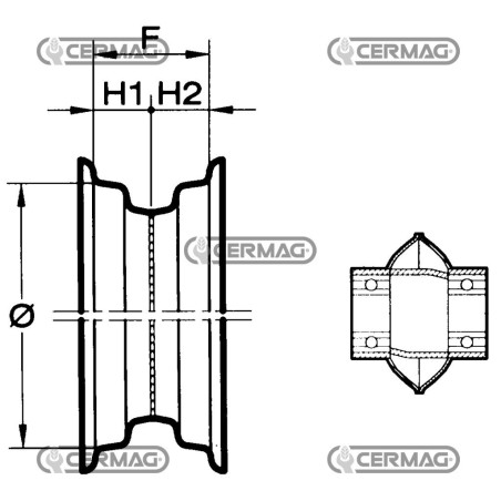 Cerchione saldato centrale con cuscinetti a sfere Misura 2.50x8 Mozzo Cuscinetto 6205 40209