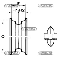 Cerchione saldato centrale con boccole in nylon Misura 4.00x6 Mozzo 1 boccola in nylon 40212