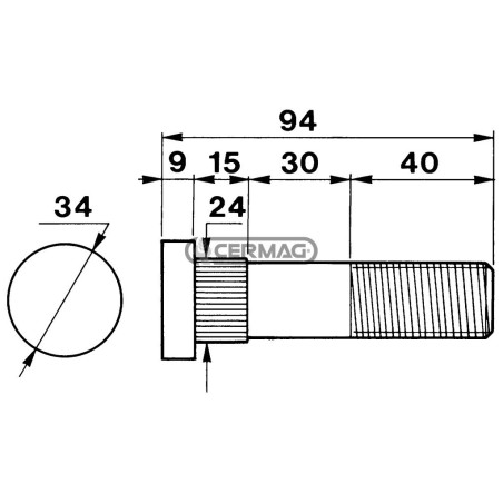 Colonnette serraggio ruote Filetto M22x1,5 Lunghezza sottotesta 85 mm 40238