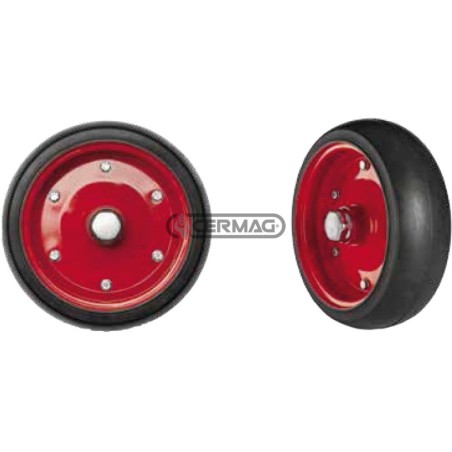 Rueda con llanta y buje de hierro con engrasador y tapa. Diámetro 300x100 mm. Buje Ø 20/25x80 mm. 40248 OFAS | NewgardenAgri.com
