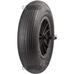 Ruota per carriola con pneumatico rigato e mozzo con boccole in nylon Misura 3.50-8 - 2PR 40160 | NewgardenAgri.com
