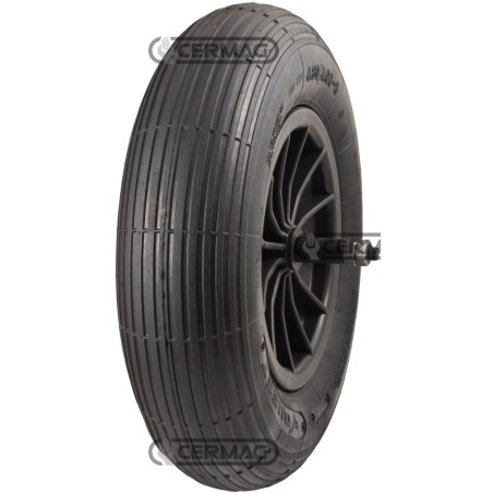 Ruota per carriola con pneumatico rigato e mozzo con boccole in nylon Misura 3.50-8 - 2PR 40160 | NewgardenAgri.com