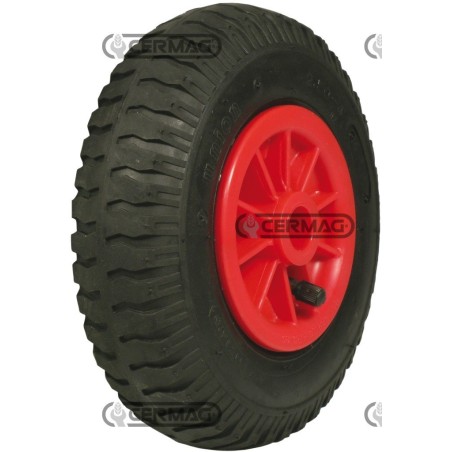 Rueda con neumático con dibujo y llanta de nailon. Tamaño 2.50-4 - 2PR. Buje 20x75 mm 40193 | NewgardenAgri.com