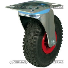 Ruota pneumatica con supporto fisso e disco in nylon Misura 3.00-4 - 2PR 40196 | NewgardenAgri.com