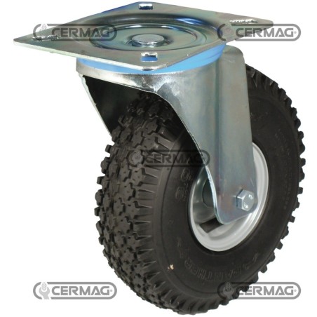 Ruota pneumatica con supporto girevole e disco in lamiera scomponibile Misura 3.00-4 - 2PR 40199 | NewgardenAgri.com