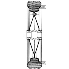 Ruota in gomma piena Diametro 380x80 mm Mozzo 30x70 mm con boccola in nylon 40341
