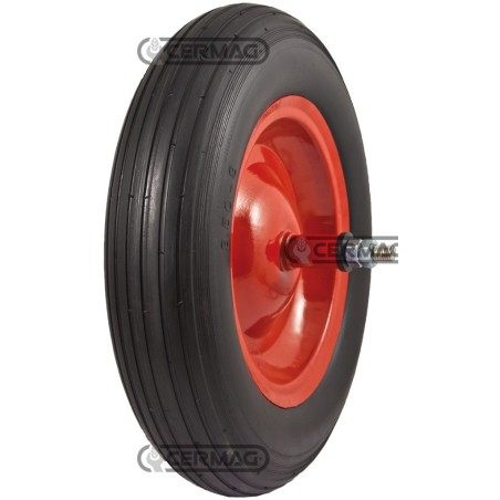 Ruota piena per carriola con pneumatico rigato e mozzo con boccole Misura 3.50-8 40468 | NewgardenAgri.com