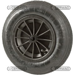 Ruota con cerchio in nylon e pneumatico rigato Misura 3.50-8 - 2PR Mozzo 25 mm 40474 | NewgardenAgri.com