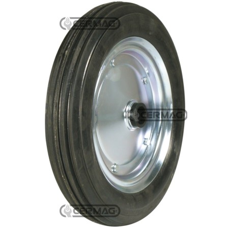 Ruota in gomma piena Diametro 385x80 mm Mozzo 25x80 mm con boccola in nylon 40528 | NewgardenAgri.com