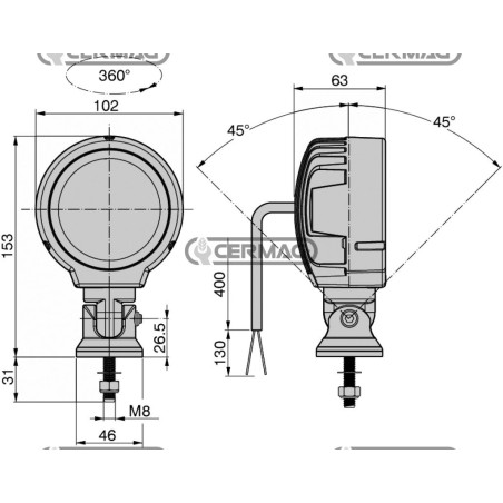 COBO 36427 LUZ DE TRABAJO LED 10/50V, 500 LÚMENES