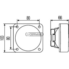 Lámpara de trabajo H3 "CORNER LIGHT" con bombilla de 12V55W 36277 HELLA