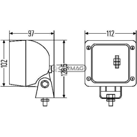 FARO DA LAVORO FF®-H3 CON OTTICA PER UN'AMPIA ILLUMINAZIONE DEL CAMPO ESTESO, ATTACCO AMP 36262 HELLA