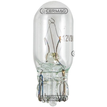 Bombilla de 1 luz, voltaje 12 V, potencia 5 W, casquillo T10 w/b 36630 CERMAG | NewgardenAgri.com
