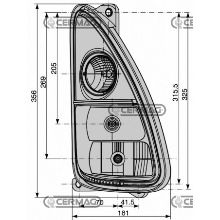 Bloc optique gauche pour CNH 36566 COBO