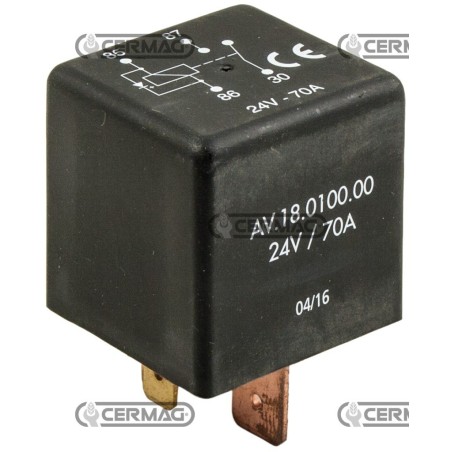 Relè ON-OFF con terminali da 9 mm Tensione 24 V Intensità di corrente 70 A 36610 COBO | NewgardenAgri.com