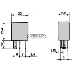 Micro relé ON-OFF de 4 pines. Voltaje: 12 V. Corriente: 25 A. 36611 COBO