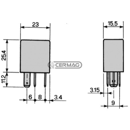 Micro relé ON-OFF de 4 pines. Voltaje: 12 V. Corriente: 25 A. 36611 COBO