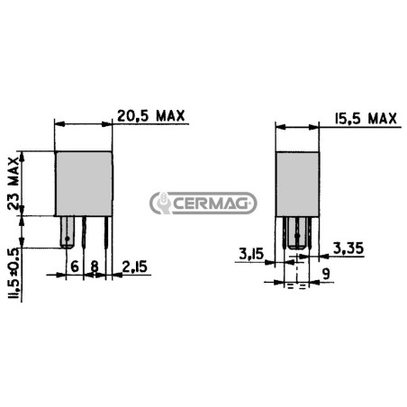 Microrelé conmutado ON-OFF de 5 pines. Voltaje: 24 V. Corriente: 10/20 A. 36613 COBO