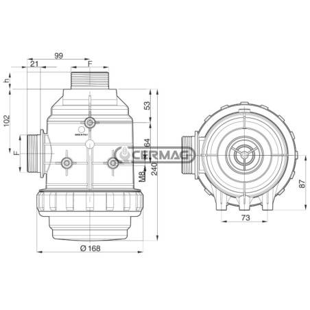 Filtro aspirazione senza valvola Capacità filtrante 160 ÷ 220 l/min 26936 ARAG