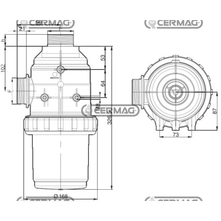 Filtro aspirazione senza valvola Capacità filtrante 200 ÷ 260 l/min 27664 ARAG