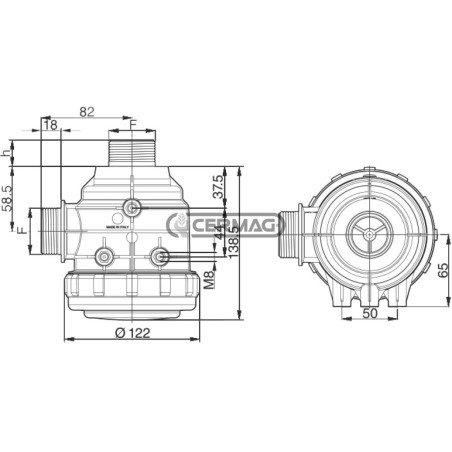 Filtro aspirazione senza valvola Capacità filtrante 80 ÷ 120 l/min 27672 ARAG