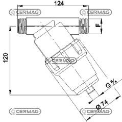 Filtro in linea a rete Filetto 3/4" Gas Cartuccia Inox 100 Mesh 28413 ARAG