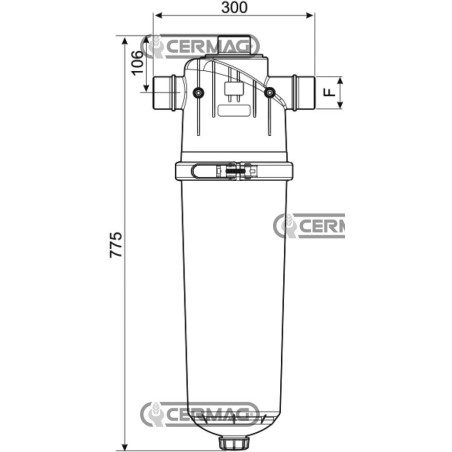 2" Inline T-Filter with Discs Cartridge 130 Micron 28366 ARAG