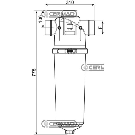 3" Inline T-Filter with Discs Cartridge 130 Micron 28362 ARAG