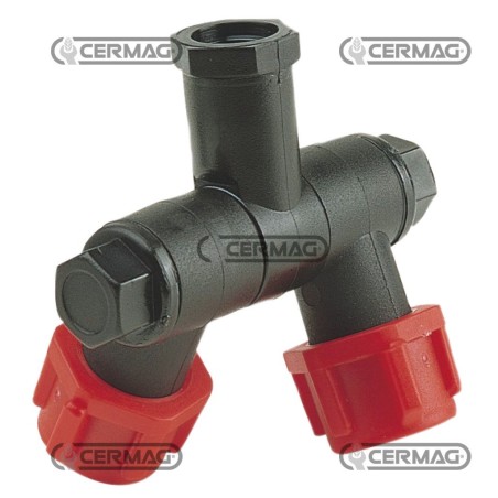 Chorro doble articulado con anillo roscado y conexión HEMBRA Rosca 3/8" GAS 25332 ARAG | NewgardenAgri.com