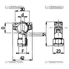 Boquilla fija de latón niquelado para deshierbar Ø D 1/2" 25080